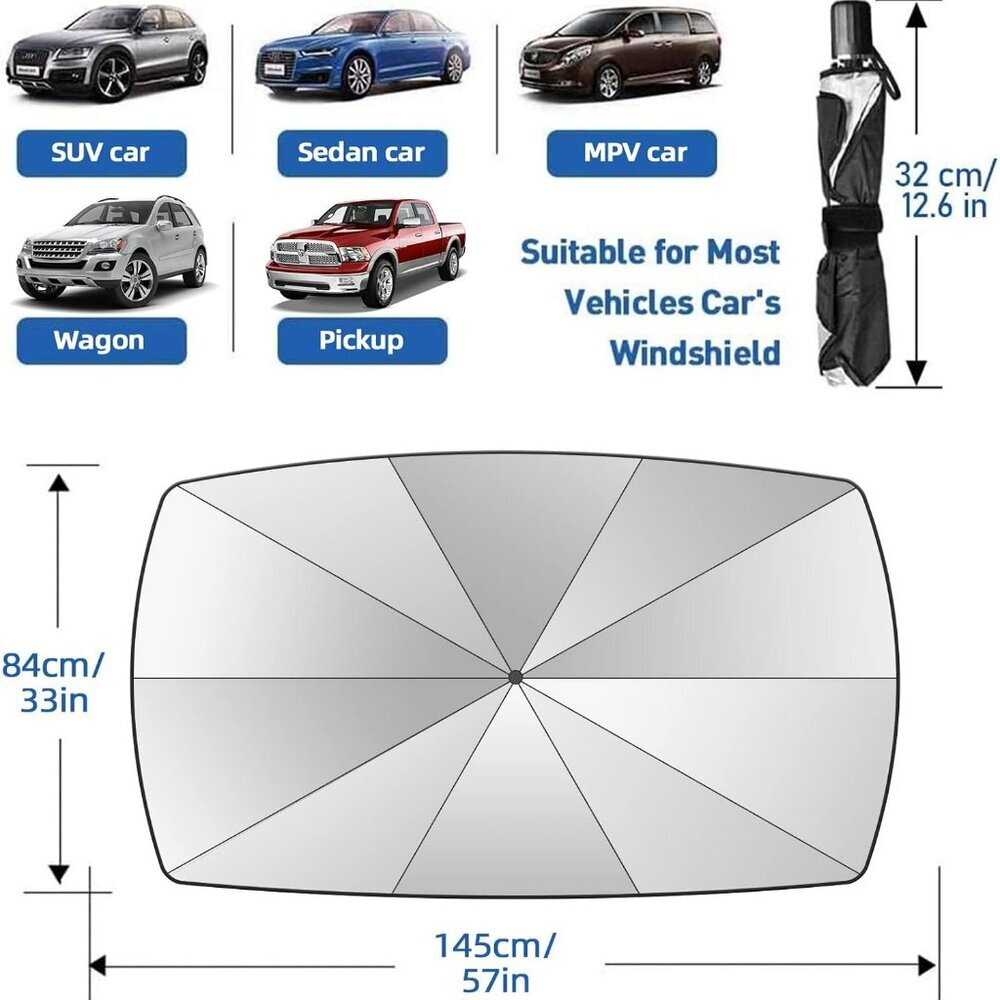 2025 Windshield Sun Shade Umbrella, Foldable Car Umbrella Sunshade with UV Block - Picture 5 of 7